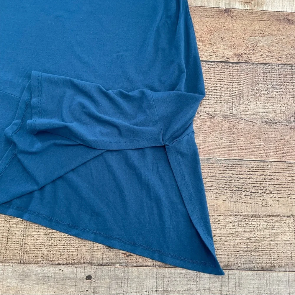 Eileen Fisher Jersey Knit Long Sleeve Top Assymetrical Hem Blue Size MEDIUM - Picture 5 of 7